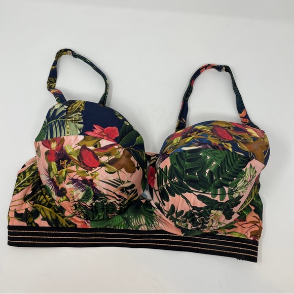 Cacique Swim Havana Tropical Peach Bikini Top Underwire Size 38F Multicolor - Picture 10 of 13